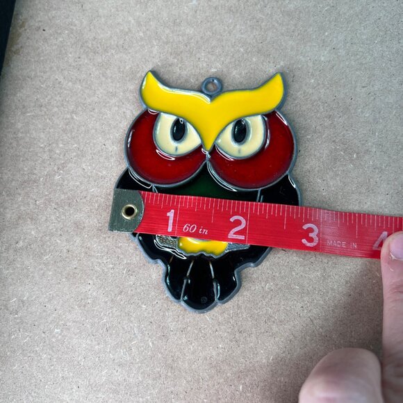 Vintage Stained Glass Owl Suncatcher  3.5"x3" Ornament Window Decor - Picture 6 of 7